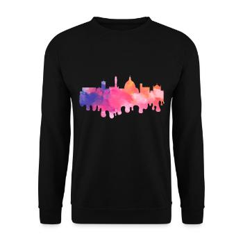Florenz Firenze Italien Stadt Skyline Splash Bunt - Unisex Pullover - Schwarz - Vorne - Alina (178cm) & Michal (187cm)