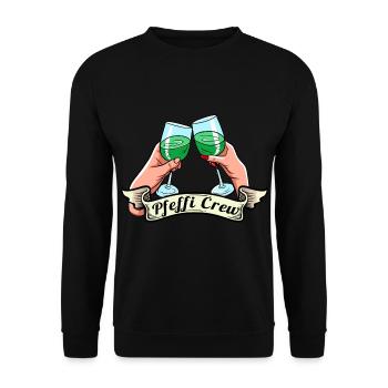 Pfeffi Pfefferminzlikör Crew - Unisex Pullover - Schwarz - Vorne - Alina (178cm) & Michal (187cm)