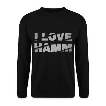 Hamm Deutschland Stadt Schrift Skyline I Love - Unisex Pullover - Schwarz - Vorne - Alina (178cm) & Michal (187cm)