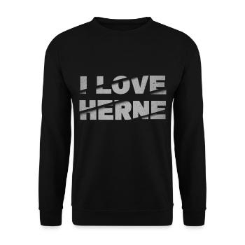 Herne Germany City Font Skyline I Love - Unisex Sweatshirt - black - Front - Alina (178cm) & Michal (187cm)