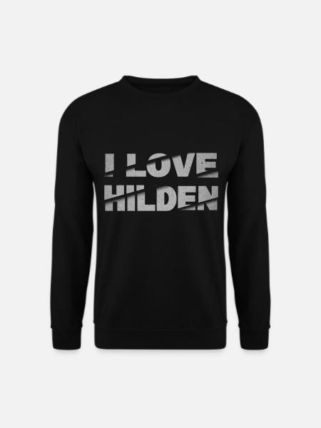 Hilden Deutschland Stadt Schrift Skyline I Love - Unisex Pullover - Schwarz