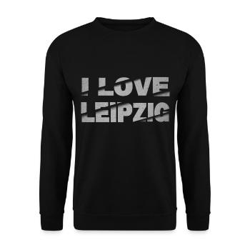 Leipzig Deutschland Stadt Schrift Skyline I Love - Unisex Pullover - Schwarz - Vorne - Alina (178cm) & Michal (187cm)