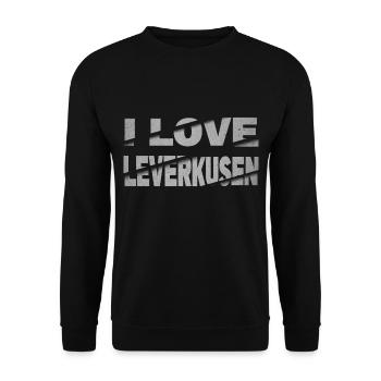 Leverkusen Deutschland Stadt Schrift I Love - Unisex Pullover - Schwarz - Vorne - Alina (178cm) & Michal (187cm)