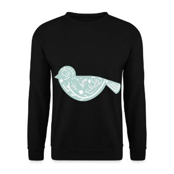 Merry Christmas Vogel T-Shirt - Unisex Pullover - Schwarz - Vorne - Alina (178cm) & Michal (187cm)