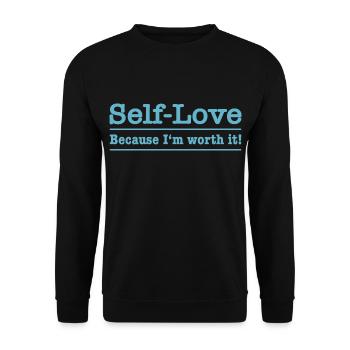 L’amour de soi - Parce que je le vaux bien ! - Sweat-shirt Unisexe - noir - Devant - Alina (178cm) & Michal (187cm)