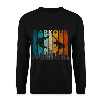 Parkour Laufen Mut Backflip - Unisex Pullover - Schwarz - Vorne - Alina (178cm) & Michal (187cm)