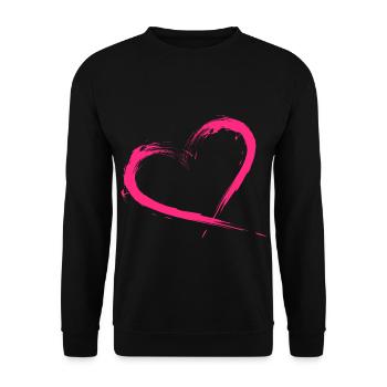 Herz Design Bürste pink rosa Neue Variante - Unisex Pullover - Schwarz - Vorne - Alina (178cm) & Michal (187cm)