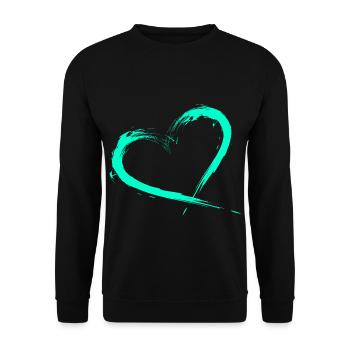 Herz Design Türkis Vektor neu - Unisex Pullover - Schwarz - Vorne - Alina (178cm) & Michal (187cm)