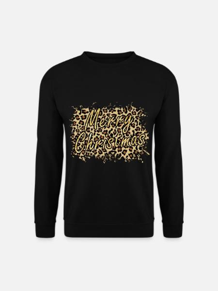 Frohe Weihnachten Goldenes Leopardenmuster - Unisex Pullover - Schwarz