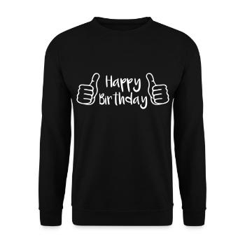 Geburtstag Daumen Hoch - Unisex Pullover - Schwarz - Vorne - Alina (178cm) & Michal (187cm)