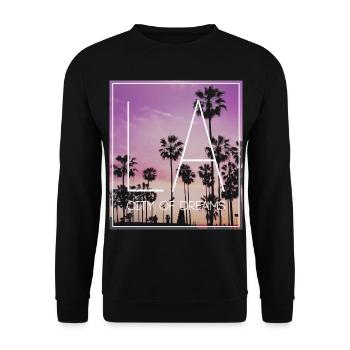 Los Angeles Californie Amérique USA Cadeau - Sweat-shirt Unisexe - noir - Devant - Alina (178cm) & Michal (187cm)