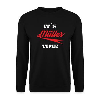C'est l'heure de Müller, nommez l'argent à la livraison - Sweat-shirt Unisexe - noir - Devant - Alina (178cm) & Michal (187cm)