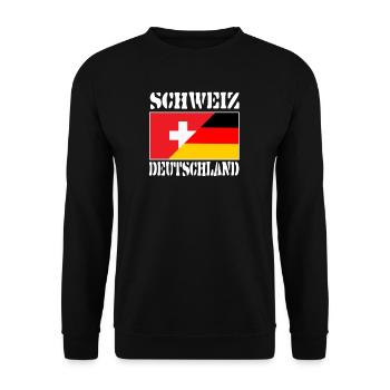 Deutschland,Schweiz,Freundschaft,friendship Shirt - Unisex Pullover - Schwarz - Vorne - Alina (178cm) & Michal (187cm)