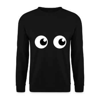 Augen Design Lustig - Unisex Pullover - Schwarz - Vorne - Alina (178cm) & Michal (187cm)