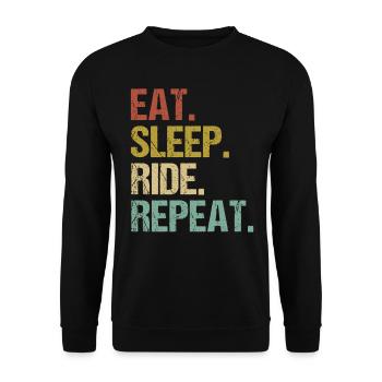 Eat Sleep Ride Repeat Retro Design - Unisex Sweatshirt - black - Front - Alina (178cm) & Michal (187cm)