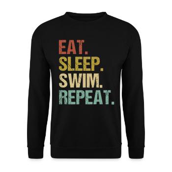 Eat Sleep Swim Repeat Retro Design - Unisex Sweatshirt - black - Front - Alina (178cm) & Michal (187cm)