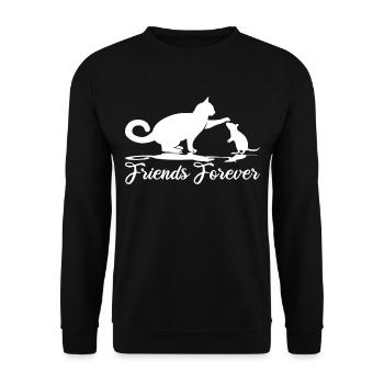 Friends Forever Katze und Maus - Unisex Pullover - Schwarz - Vorne - Alina (178cm) & Michal (187cm)