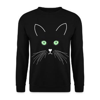 Chat aux yeux verts - Sweat-shirt Unisexe - noir - Devant - Alina (178cm) & Michal (187cm)