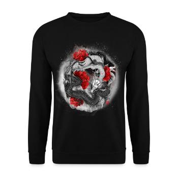 The dragon, Ryu, is a mythical aquatic animal - Unisex Sweatshirt - black - Front - Alina (178cm) & Michal (187cm)