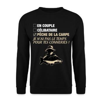Pêche carpe - Sweat-shirt Unisexe - noir - Devant - Alina (178cm) & Michal (187cm)