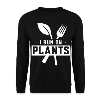 Ich Werde Von Pflanzen Angetrieben Pflanze Gemüse - Unisex Pullover - Schwarz - Vorne - Alina (178cm) & Michal (187cm)