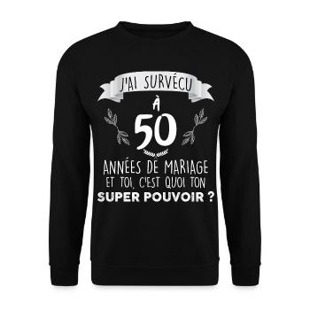 50 ans de mariage Idée cadeau humour Papa - Sweat-shirt Unisexe - noir - Devant - Alina (178cm) & Michal (187cm)