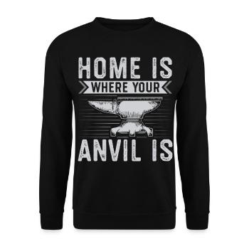Anvil gift for blacksmith | Blacksmith Farrier - Unisex Sweatshirt - black - Front - Alina (178cm) & Michal (187cm)