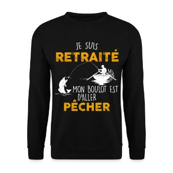 Retraité et pêcheur la belle vie de grand-père - Sweat-shirt Unisexe - noir - Devant - Alina (178cm) & Michal (187cm)