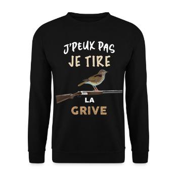 Chasse tirer la grive humour chasse - Sweat-shirt Unisexe - noir - Devant - Alina (178cm) & Michal (187cm)