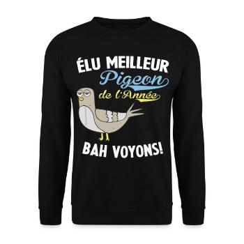 Élu meilleur pigeon d'l'Année Chuchoteur de pigeon - Sweat-shirt Unisexe - noir - Devant - Alina (178cm) & Michal (187cm)