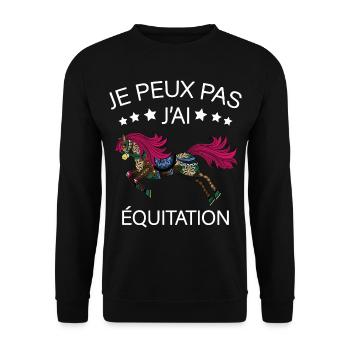 Je peux pas j'ai Equitation - Sweat-shirt Unisexe - noir - Devant - Alina (178cm) & Michal (187cm)