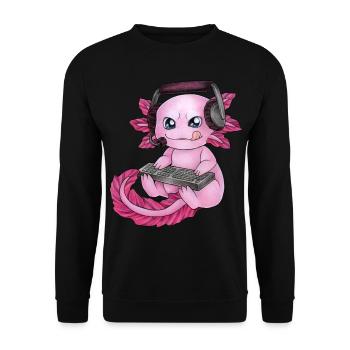 Gaming Axolotl Gamesolotl Geschenk Gamer Streamer - Unisex Pullover - Schwarz - Vorne - Alina (178cm) & Michal (187cm)