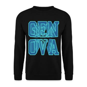 Gênes Gênes Italie Ville 3D Font Skyline - Sweat-shirt Unisexe - noir - Devant - Alina (178cm) & Michal (187cm)