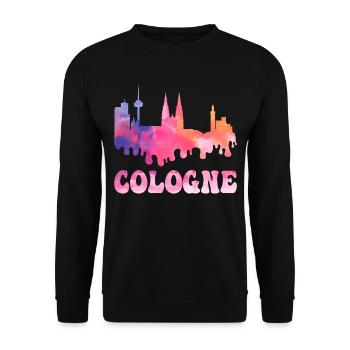 Köln Cologne Deutschland Stadt Skyline Splash Bunt - Unisex Pullover - Schwarz - Vorne - Alina (178cm) & Michal (187cm)