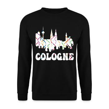 Köln Cologne Karneval Deutschland Stadt Skyline - Unisex Pullover - Schwarz - Vorne - Alina (178cm) & Michal (187cm)