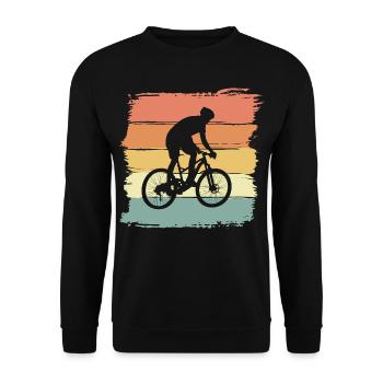 Biking retro vintage. Fahrrad Mountainbike fahren. - Unisex Pullover - Schwarz - Vorne - Alina (178cm) & Michal (187cm)