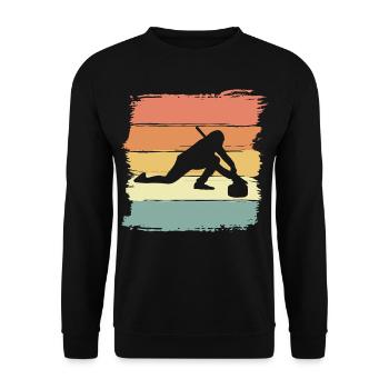 Curling retro vintage für Curling Liebhaber - Unisex Pullover - Schwarz - Vorne - Alina (178cm) & Michal (187cm)