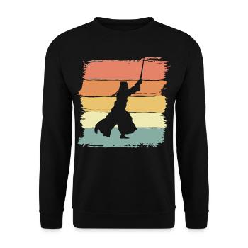 Kendo martial arts vintage retro - Unisex Sweatshirt - black - Front - Alina (178cm) & Michal (187cm)