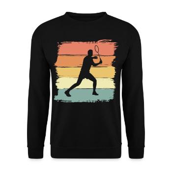 Badminton Retro Vintage Badminton Gift - Unisex Sweatshirt - black - Front - Alina (178cm) & Michal (187cm)