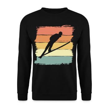 Ski springen Skispringen retro vintage - Unisex Pullover - Schwarz - Vorne - Alina (178cm) & Michal (187cm)