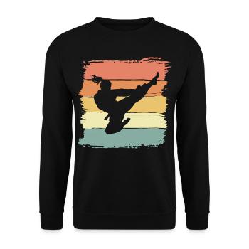 Frauen Taekwondo Kampfsport vintage retro - Unisex Pullover - Schwarz - Vorne - Alina (178cm) & Michal (187cm)