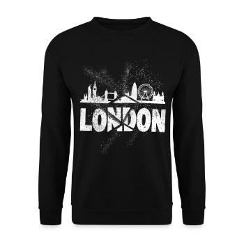 Londres Angleterre UK City Skyline Font Grunge - Sweat-shirt Unisexe - noir - Devant - Alina (178cm) & Michal (187cm)