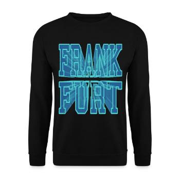 Frankfurt Deutschland Stadt 3D Schrift Skyline - Unisex Pullover - Schwarz - Vorne - Alina (178cm) & Michal (187cm)