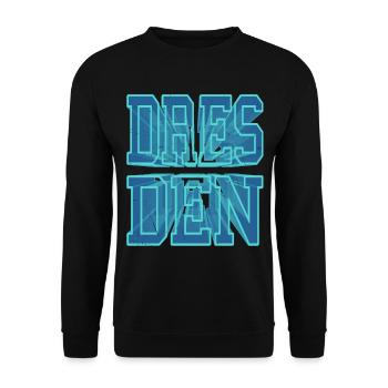 Dresden Deutschland Stadt 3D Schrift Skyline - Unisex Pullover - Schwarz - Vorne - Alina (178cm) & Michal (187cm)