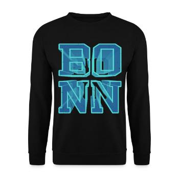 Bonn Deutschland Stadt 3D Schrift Skyline - Unisex Pullover - Schwarz - Vorne - Alina (178cm) & Michal (187cm)