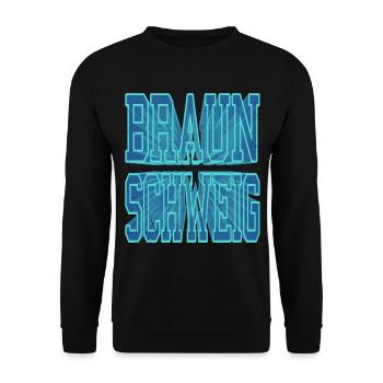 Braunschweig Deutschland Stadt 3D Schrift Skyline - Unisex Pullover - Schwarz - Vorne - Alina (178cm) & Michal (187cm)