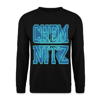 Chemnitz Deutschland Stadt 3D Schrift Skyline - Unisex Pullover - Schwarz - Vorne - Alina (178cm) & Michal (187cm)