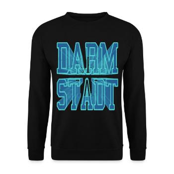 Darmstadt Deutschland Stadt 3D Schrift Skyline - Unisex Pullover - Schwarz - Vorne - Alina (178cm) & Michal (187cm)