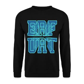 Erfurt Deutschland Stadt 3D Schrift Skyline - Unisex Pullover - Schwarz - Vorne - Alina (178cm) & Michal (187cm)
