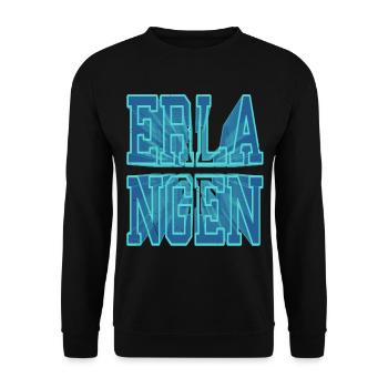 Erlangen Deutschland Stadt 3D Schrift Skyline - Unisex Pullover - Schwarz - Vorne - Alina (178cm) & Michal (187cm)